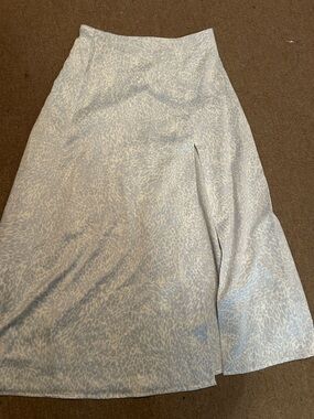 Dynamite Pale Blue Animal-Print Midi Skirt